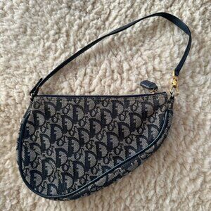 Christian Dior Trotter Monogram Print Saddle Bag Navy